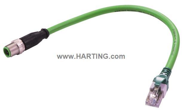 HARTING-09486896018030 Andere Kabelbaugruppen Cable Assembly Round 3m 22AWG RJ-45 to M12 Circular 4 to 4 POS M-M
