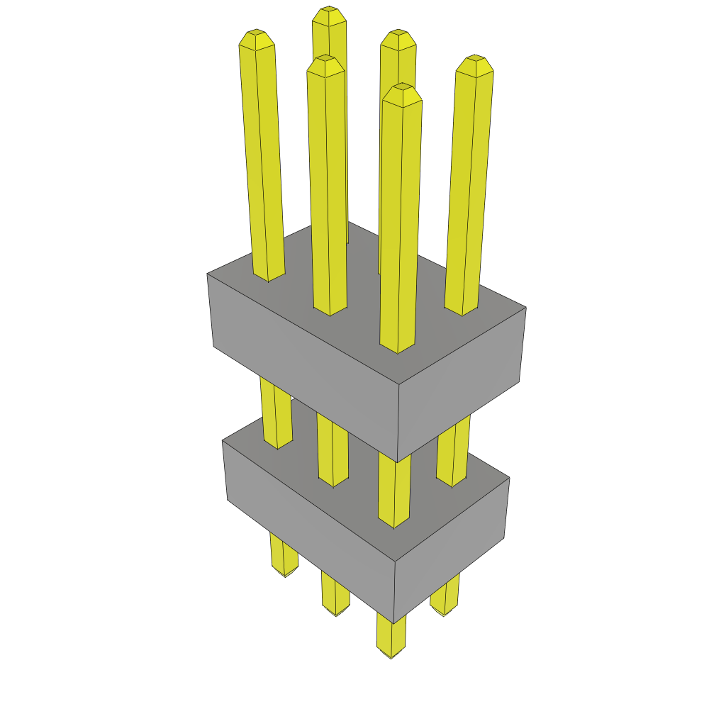 Samtec-TW-03-05-L-D-270-105 Piastre connettori e prese PCB Conn Board Stacker HDR 6 POS 2mm Solder ST Top Entry Thru-Hole Bulk