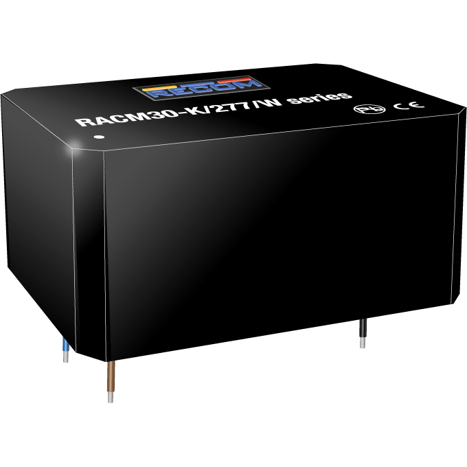 RECOM Power-RACM30-24SK/277/W Alimentazione da CA a CC AC/DC Power Supply Single-OUT 24V 1.25A 30W 4-Pin Tray