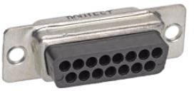 Cinch Connectivity Solutions-DBH-25S Connector D-Subminiature Conn D-Sub SKT 25 POS 1.38mm Solder Cup ST Panel Mount 25 Terminal 1 Port