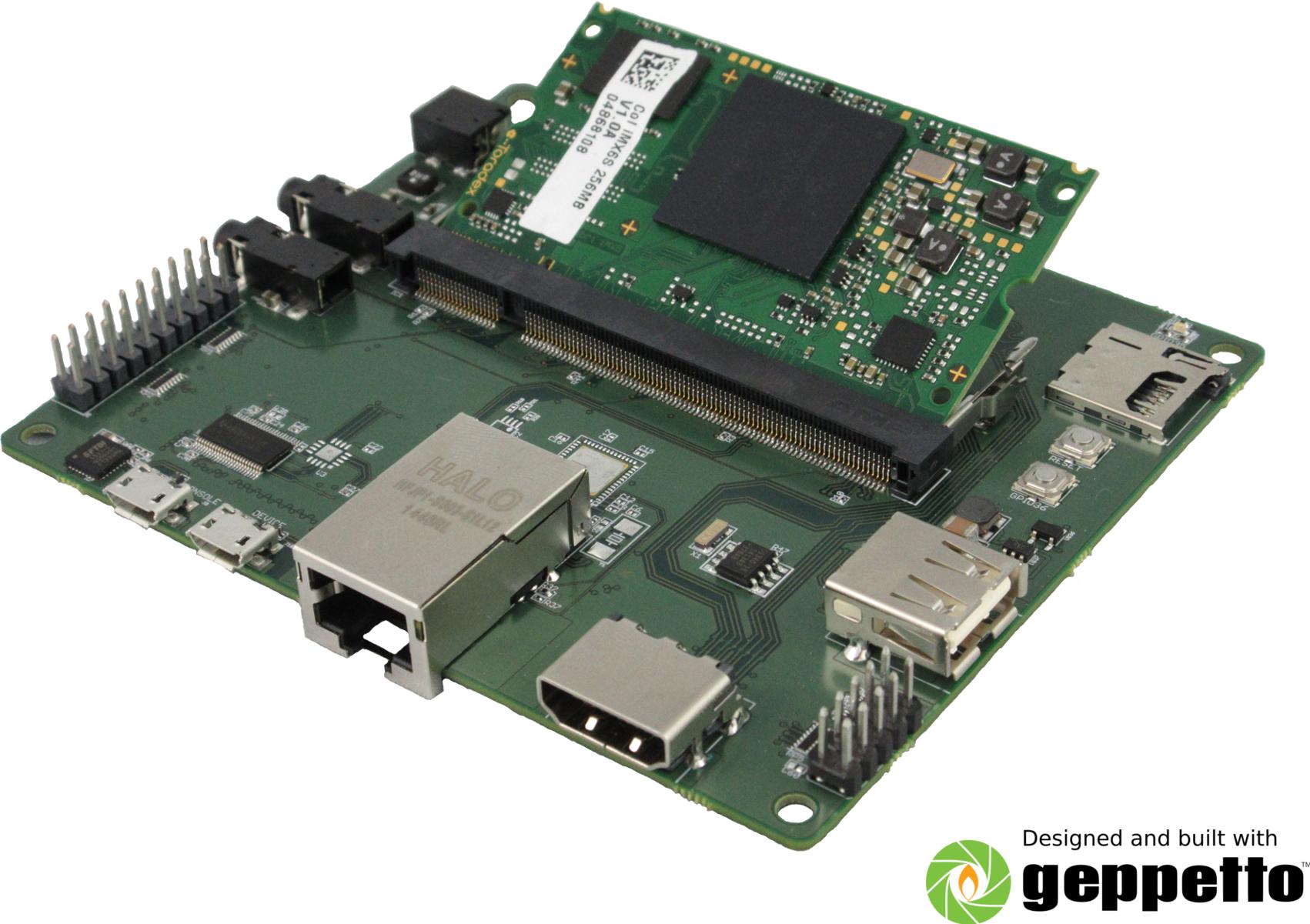 Gumstix, Inc-PKG900000000340 Cartes et kits de développement de systèmes intégrés I.MX6 Application Processor and SOC Development Board 0.032MHz CPU Linux