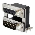 D SUB dual-port-style female/male THT 15pin 19,05mm Port spacing dim