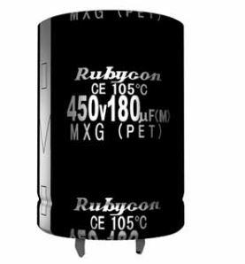Rubycon Corporation-500MXG150MEFCSN22X55 Capacitor Aluminum Electrolytic Cap Aluminum Lytic 150uF 500V 20% (22 X 55mm) Snap-In 10mm 1.24A 3000h 105°C