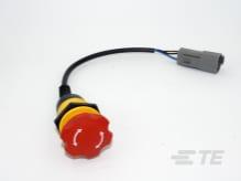 TE Connectivity-ES-2002-T312-020B Arresto di emergenza dell'interruttore Switch Emergency Stop ON ON DPDT Mushroom Button 8A 32VDC 50N Connector Panel Mount