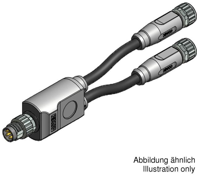 CONEC-42-11784 Andere Kabelbaugruppen Duo-distributor, male connector M8x1 axial - 2xfemale connector M12x1 axial