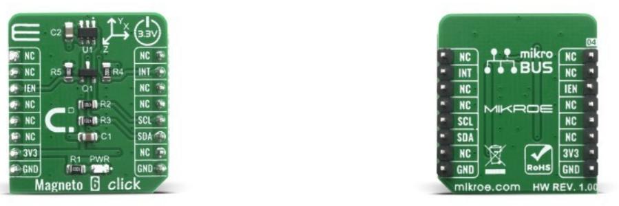 MikroElektronika-MIKROE-4139 Cartes et kits de développement de capteur TLI493DA2B6 Hall Effect Sensor Click Board