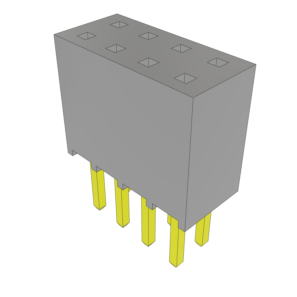 Samtec-SSQ-104-22-S-D Connector Headers and PCB Receptacles Conn Socket Strip SKT 8 POS 2.54mm Solder ST Top Entry Thru-Hole Bulk