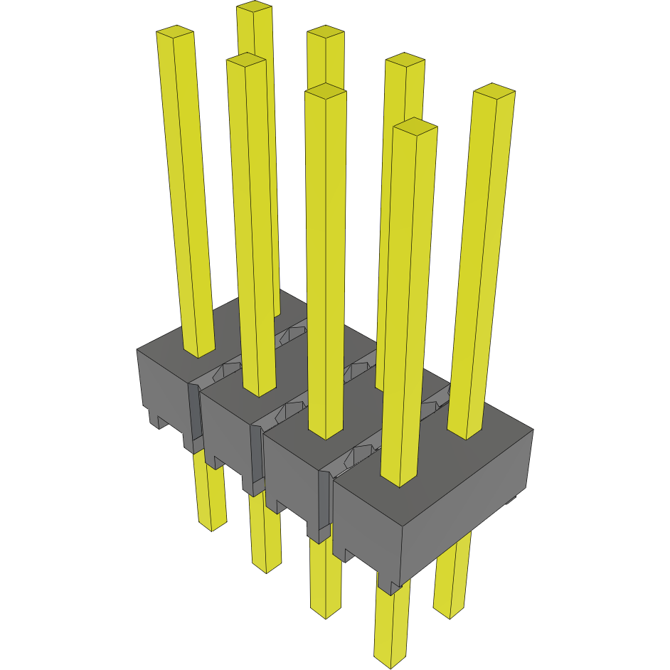 Samtec-MTSW-104-22-G-D-365 Cabezales del conector y receptáculos PCB Conn Unshrouded Header HDR 8 POS 2.54mm Solder ST Top Entry Thru-Hole Bulk