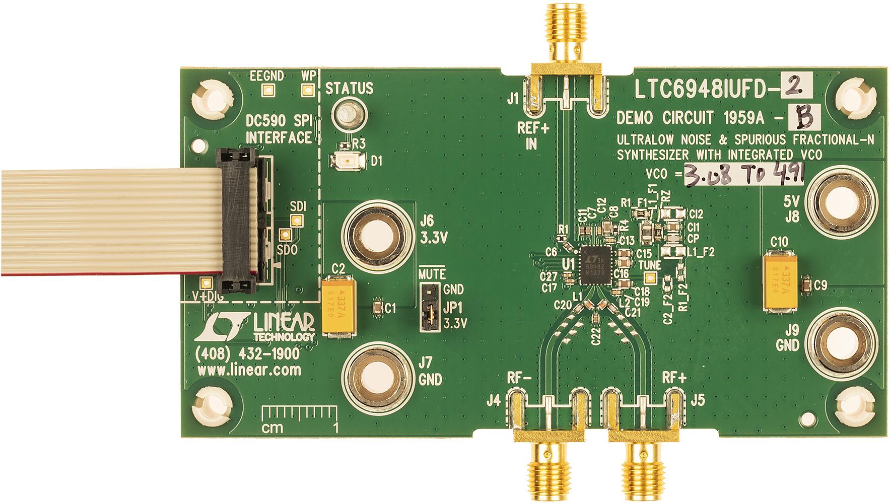 Analog Devices-DC1959A-B Clock and Timing Development Boards and Kits LTC6948-2 Demo Board, Ultralow Noise and Spurious 513MHz to 4.91GHz Frac-N Synthesizer with Integrated VCO, (Requires DC590)