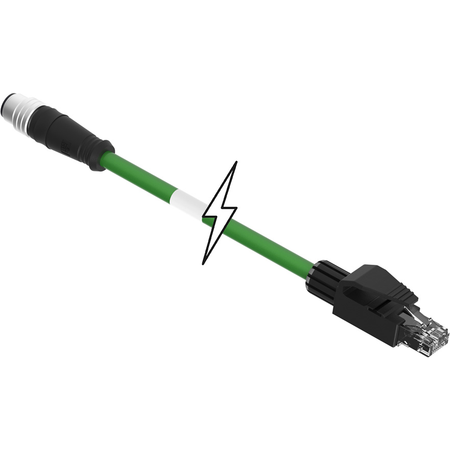 Molex-E16A06011M180 Montajes de cables, otros Micro-Change M12 to Standard RJ-45 Double-Ended Cordset, 4 Poles, Male