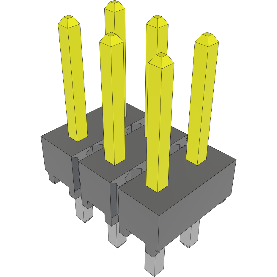 Samtec-HTSW-103-23-LM-D Cabezales del conector y receptáculos PCB Conn Unshrouded Header HDR 6 POS 2.54mm Solder ST Top Entry Thru-Hole Bulk