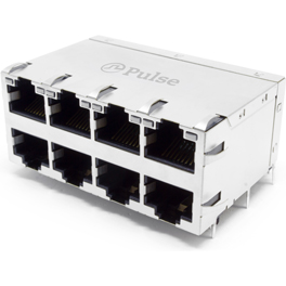 Pulse Electronics Corporation-JX20-0114NL 电话及电信连接器 Conn RJ-45 F 64 POS 2.54mm Solder RA Thru-Hole 88 Terminal 8 Port PulseJack®