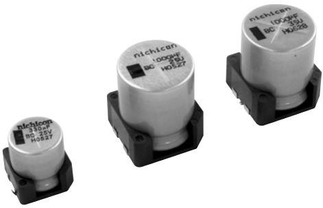 Nichicon-UBC1V331MNS1MS Kondensator, Aluminium Cap Aluminum Lytic 330uF 35V 20% (12.5 X 13.5mm) SMD 0.65A 1000h 150°C T/R Automotive AEC-Q200