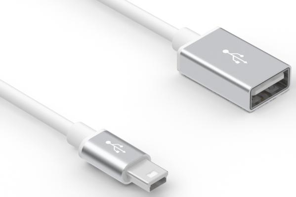 Tensility International-10-02358 Cable Assembly USB Cable Assembly 1m USB Type A to Mini USB Type B 4 to 5 POS PL-RCP 28AWG