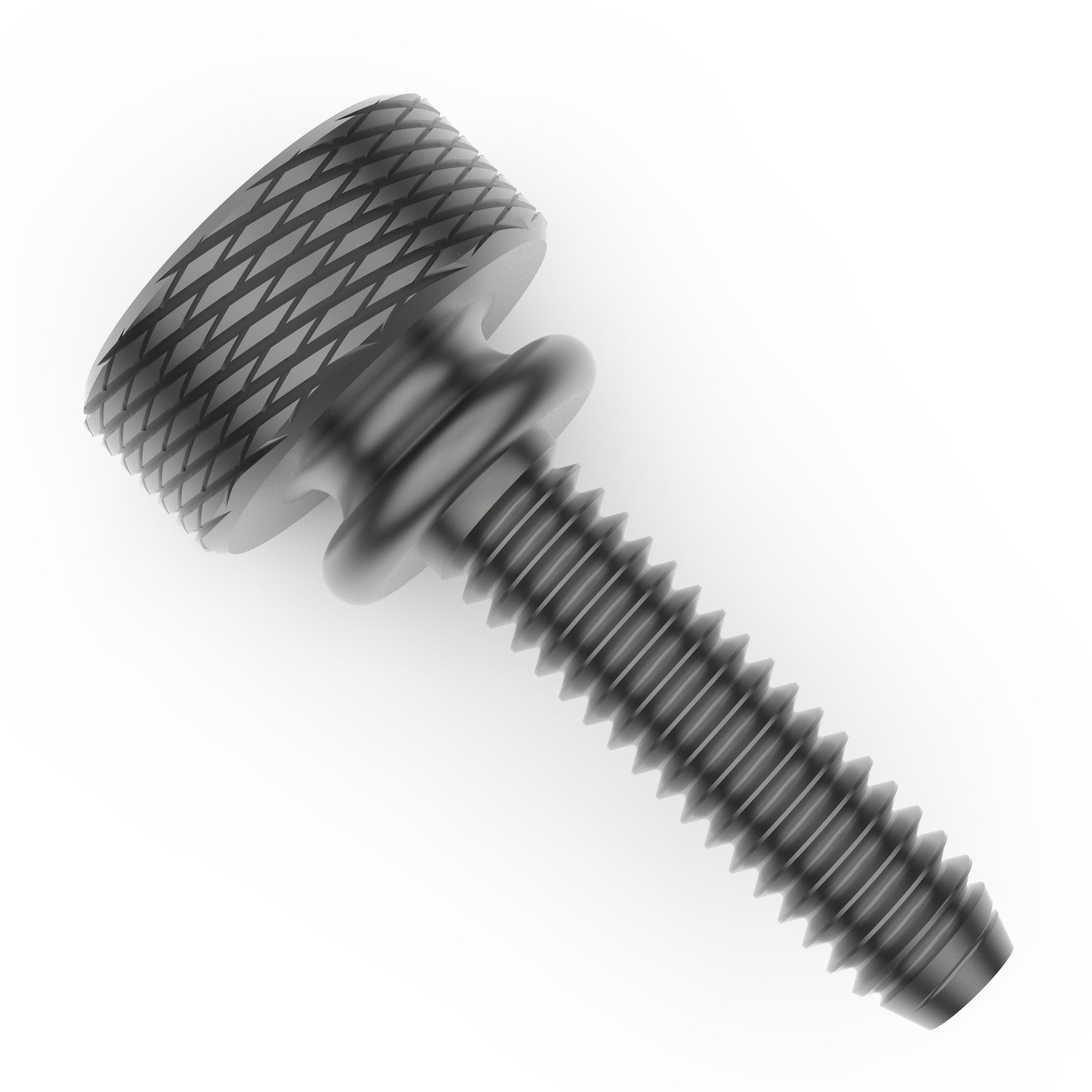 RAF Electronic Hardware-7104-SS Screws Screw Thumb Diamond Knurled With Collar-HD None 6-32-THD 19.05mm-LG 3in/4in-LG 0.75in-LG Stainless Steel None