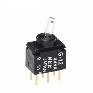 NKK Switches-G12JPC Basculeur de commutateur Switch Toggle ON None ON SPDT Lighted Lever PC Pins 0.1A 28VAC 28VDC 0.4VA PC Mount