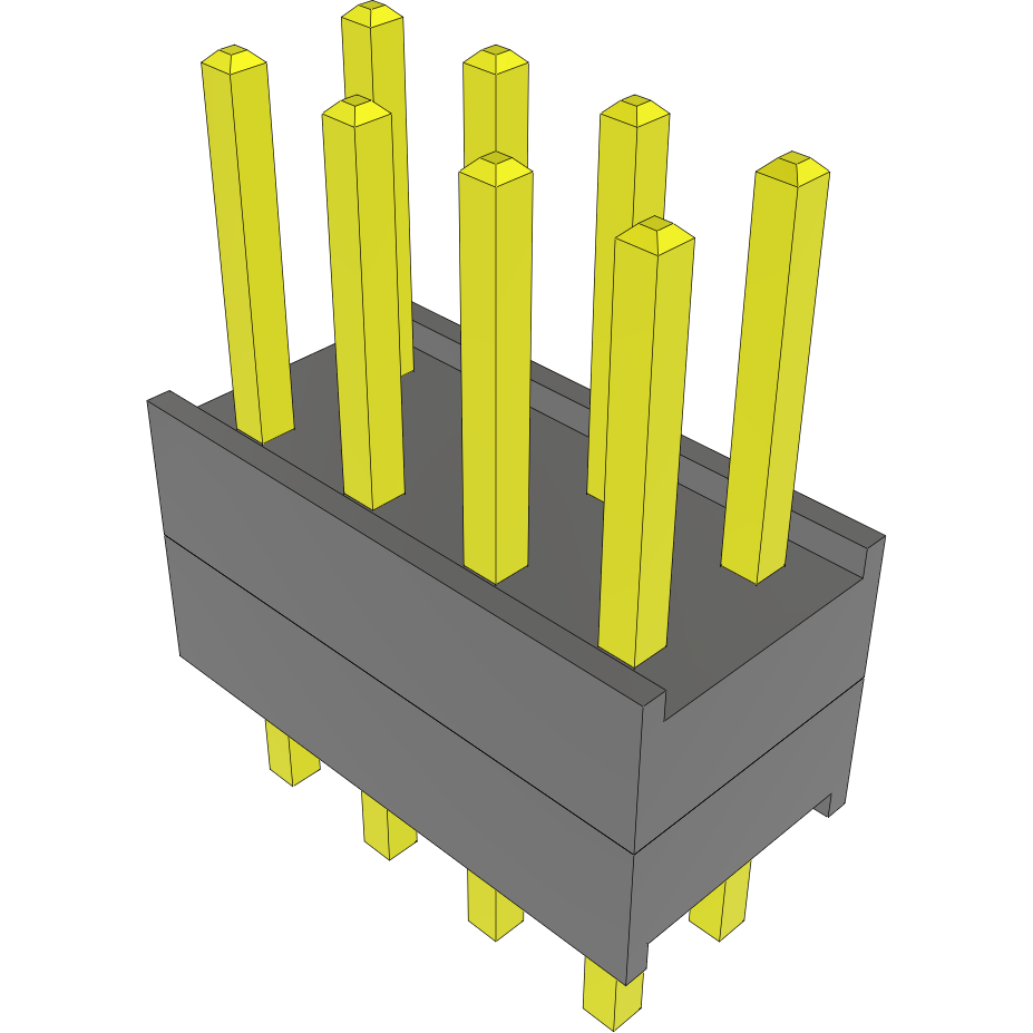 Samtec-DW-04-08-G-D-200-LL Cabezales del conector y receptáculos PCB Conn Board Stacker HDR 8 POS 2.54mm Solder ST Top Entry Thru-Hole Bulk