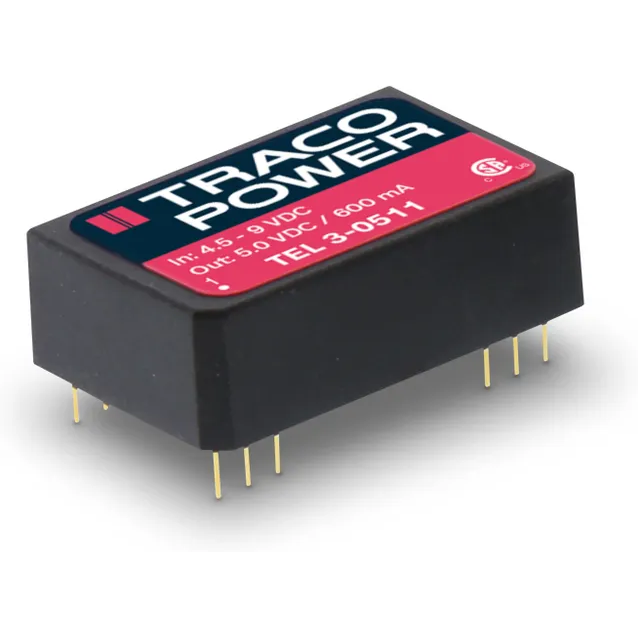 TRACO Electronic AG-TEL 3-2423 Convertidor de CC a CC y módulo del regulador de conmutación Module DC-DC 24VIN 2-OUT -15V/15V -0.1A/0.1A 3W 12-Pin DIP Module Tube