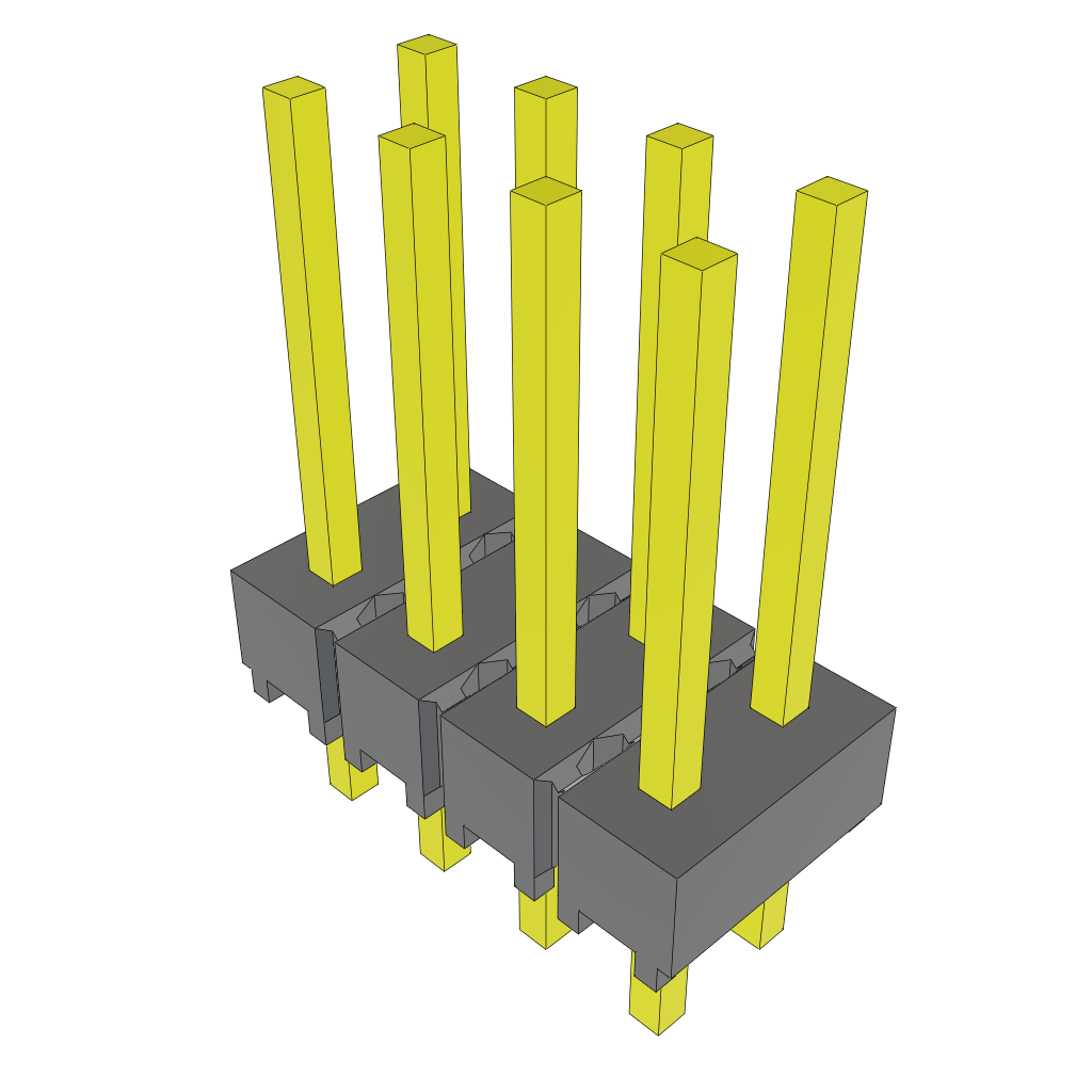 Samtec-MTSW-104-08-S-D-335 Connector Headers and PCB Receptacles Conn Unshrouded Header HDR 8 POS 2.54mm Solder ST Top Entry Thru-Hole Bulk