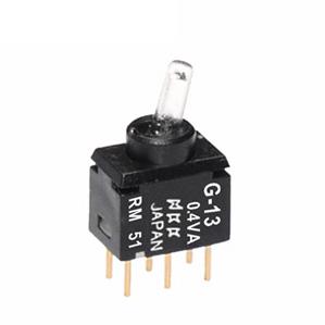 NKK Switches-G13JPCF Switch Toggle Switch Toggle ON OFF ON SPDT Lighted Lever PC Pins 0.1A 28VAC 28VDC 0.4VA PC Mount