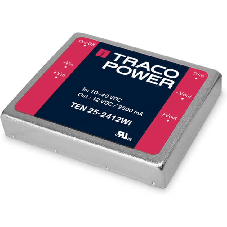 TRACO Electronic AG-TEN 25-2422WI Convertitore da DC a DC e modulo di regolazione della commutazione Module DC-DC 24VIN 2-OUT -12V/12V -1.25A/1.25A 30W 7-Pin