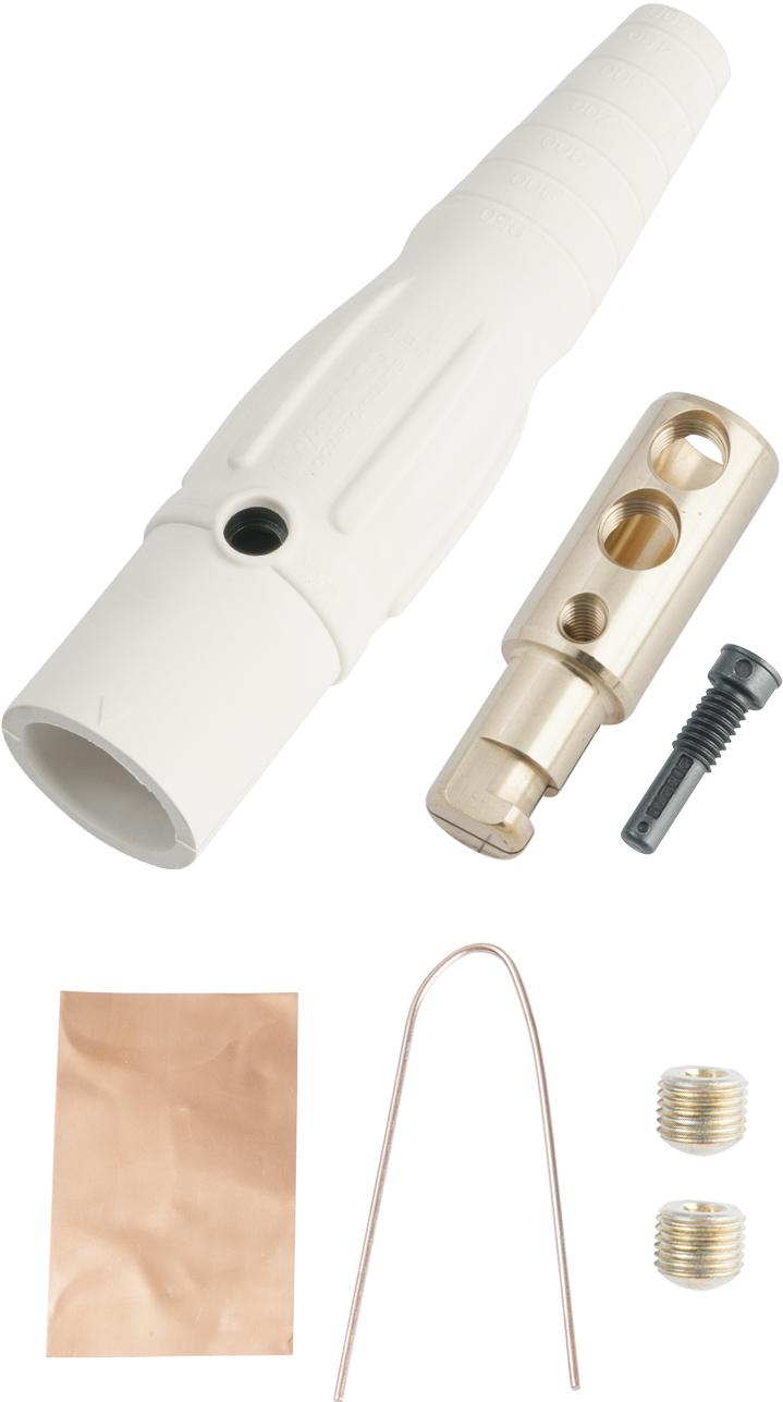 Marinco-CLS20MB-B Steckverbinder CL Series Inline Single Pin Connector (400A / 600V) #2 - 2/0 AWG Male - White (B)