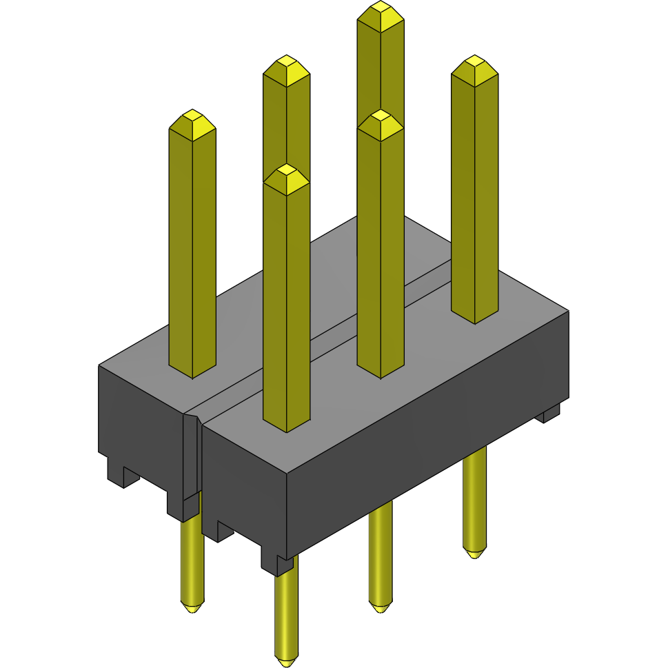 Samtec-TSW-102-26-T-T Cabezales del conector y receptáculos PCB Conn Unshrouded Header HDR 6 POS 2.54mm Solder ST Top Entry Thru-Hole Bulk