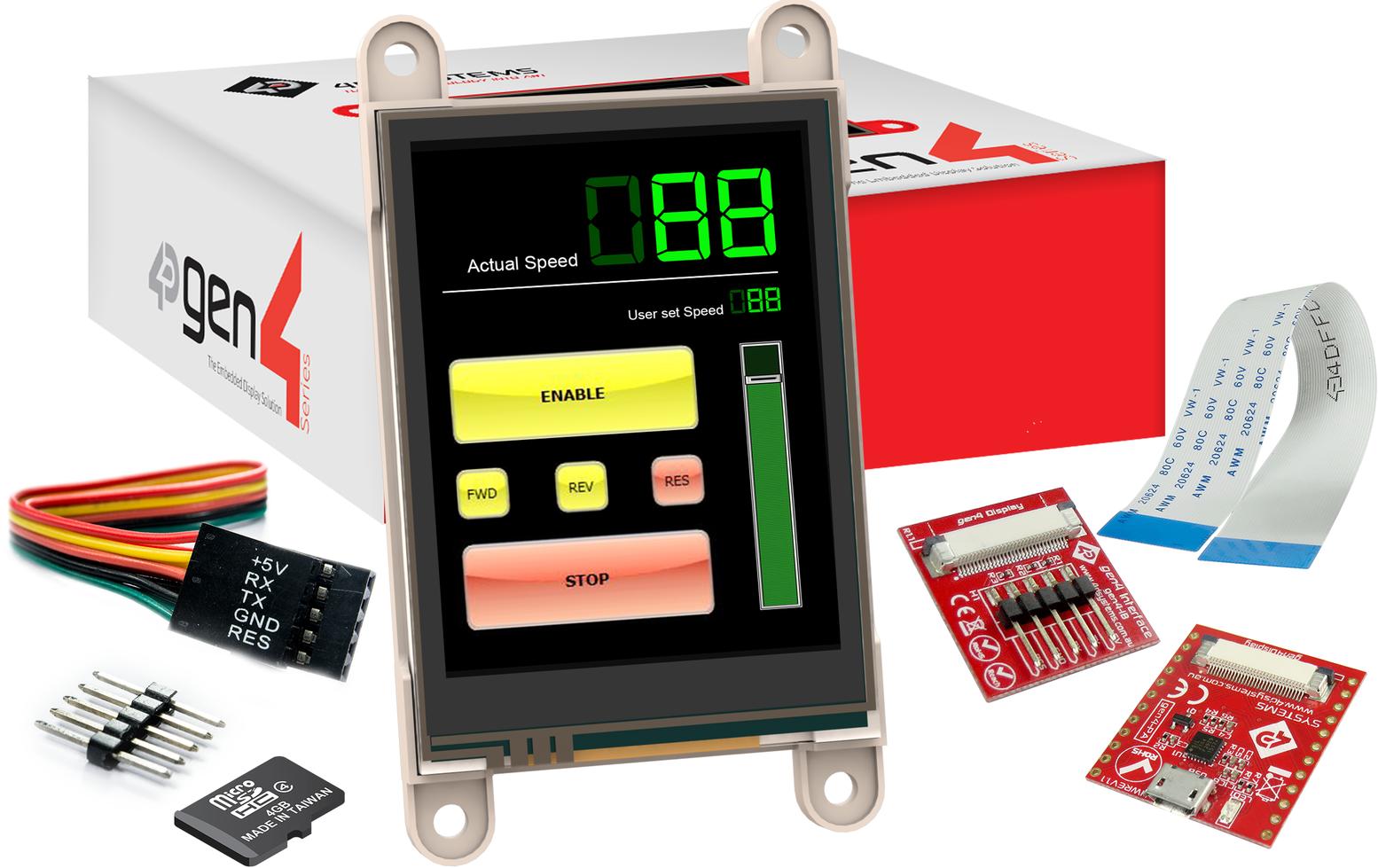 4D Systems-GEN4-ULCD-28DT TFT-Module 2.8", 240x320 pixels, slim Intelligent Display Module with embedded DIABLO16 processor and Resistive Touch panel