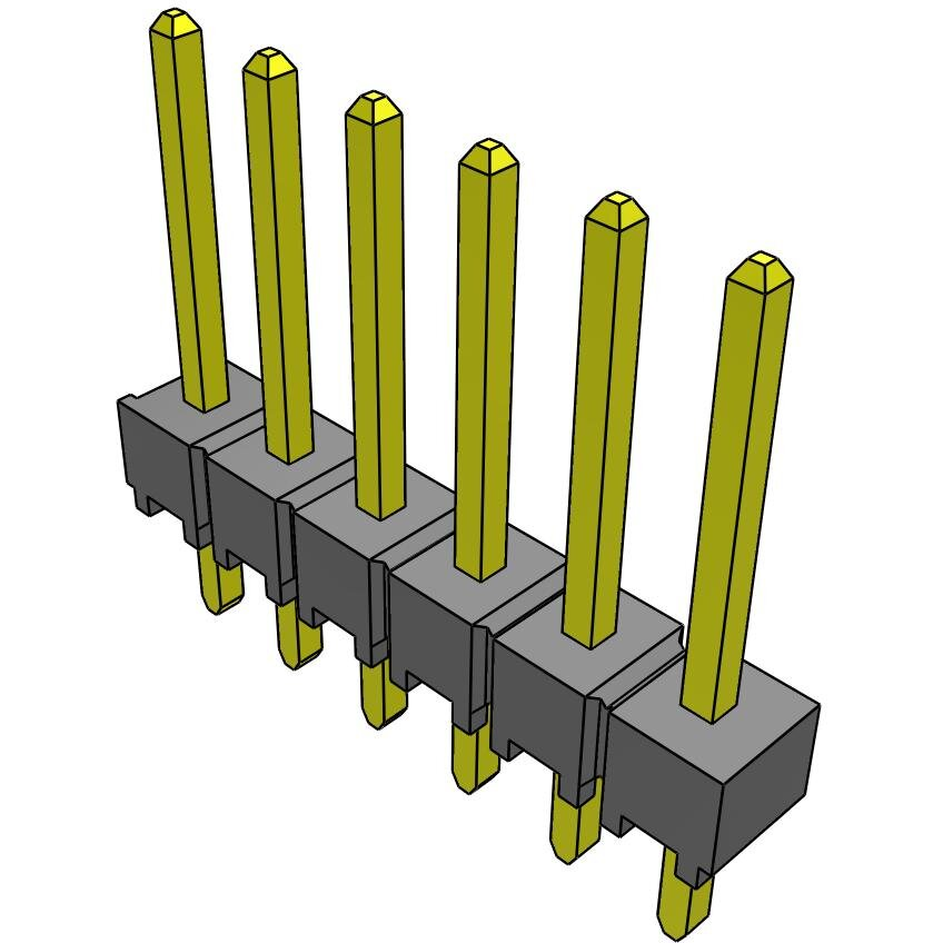 Samtec-TSW-106-14-L-S-LL Embases de raccordement et réceptacles PCB Conn Unshrouded Header HDR 6 POS 2.54mm Solder ST Top Entry Thru-Hole Bulk