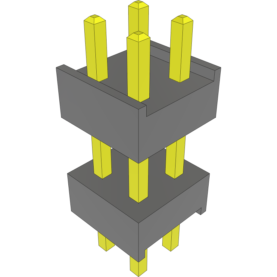 Samtec-DW-02-08-F-D-330 Cabezales del conector y receptáculos PCB Conn Board Stacker HDR 4 POS 2.54mm Solder ST Top Entry Thru-Hole Bulk