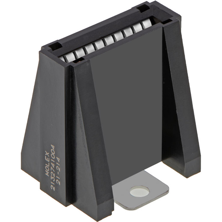 Molex-2132741004 Connector Power PowerPlane Bus Bar Assembly, Vertical Mount, Single Hole, Closed Side Walls, Silver (Ag) Plated