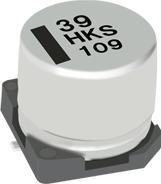 Panasonic-EEE-FKE151XSL Kondensator, Aluminium Cap Aluminum Lytic 150uF 25V 20% (6.3 X 7.7mm) SMD 0.34 Ohm 0.28A 2000h 105°C Automotive T/R