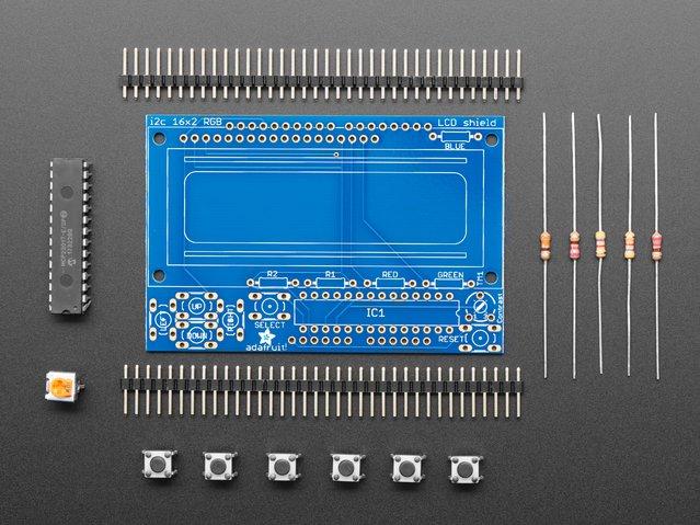 Adafruit Industries-715 Herramientas y kits de desarrollo I2C Controlled + Keypad Shield Kit for 16x2 LCD