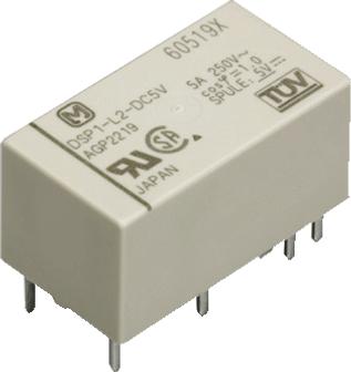 Panasonic-DSP1-L2-DC6V-F Power Relays Power Relay 6VDC 5A SPST-NO/SPST-NC(20.2x11x10.5)mm THT