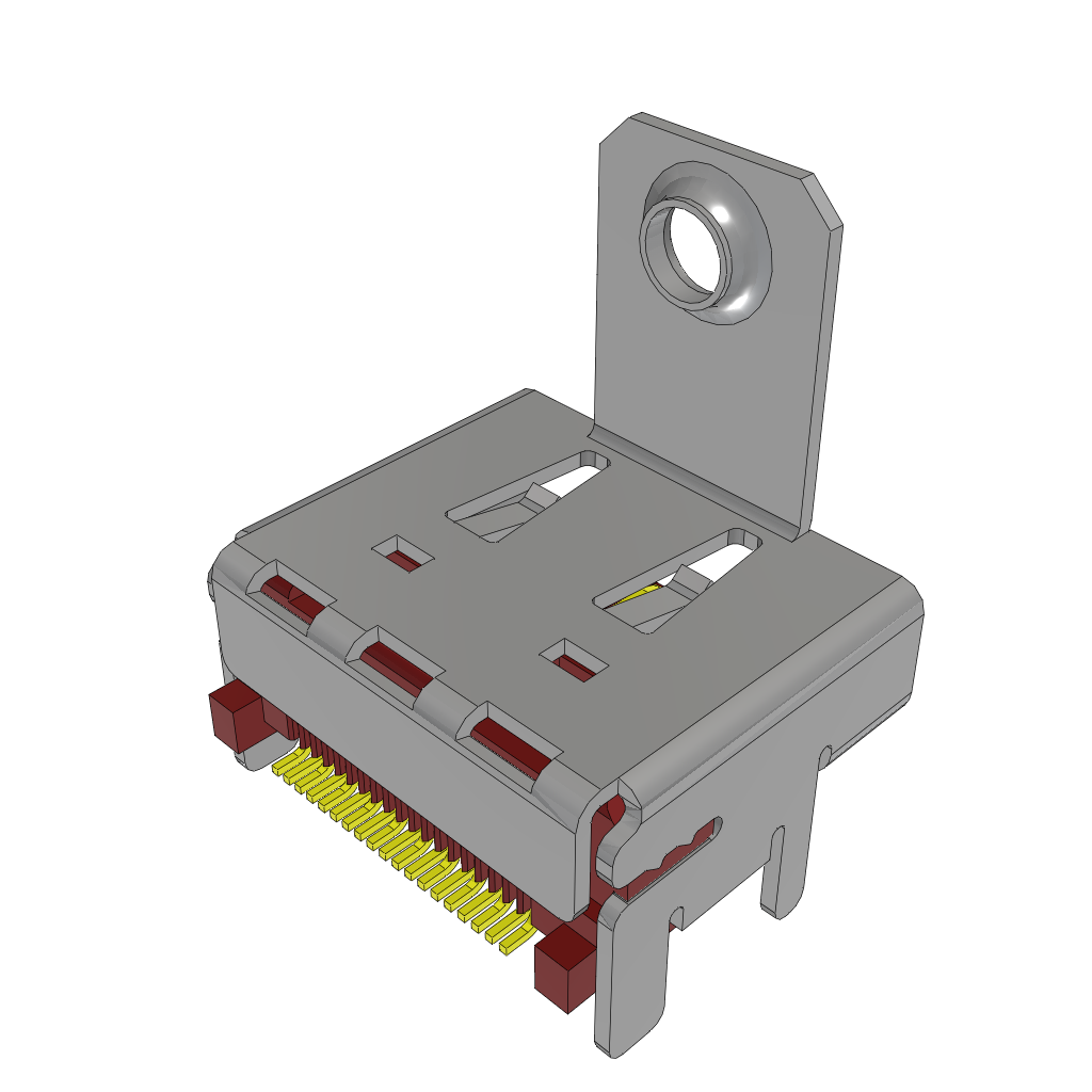 Samtec-HDMR-19-01-S-SM-PF Steckverbinder für Audio und Video Conn HDMI RCP 19 POS 0.5mm Solder RA SMD 19 Terminal 1 Port Tray