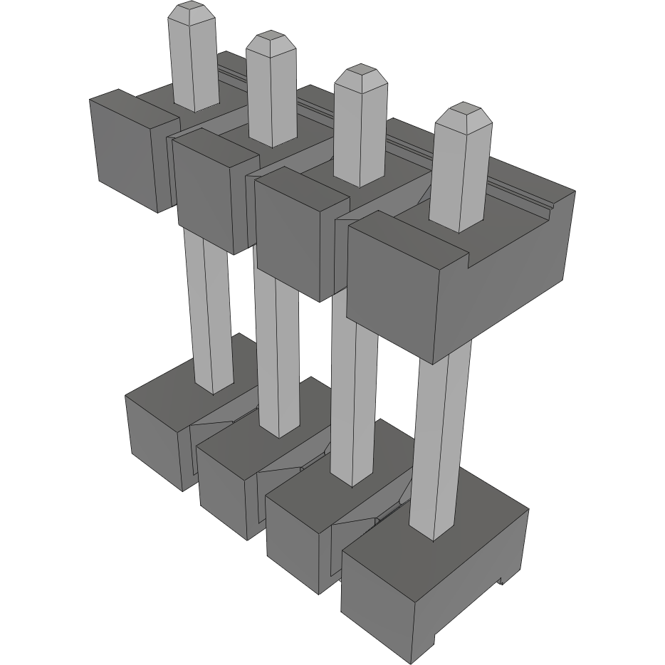Samtec-JW-04-04-T-S-640-120 Embases de raccordement et réceptacles PCB Conn Board Stacker HDR 4 POS 3.96mm Solder ST Top Entry Thru-Hole Bulk