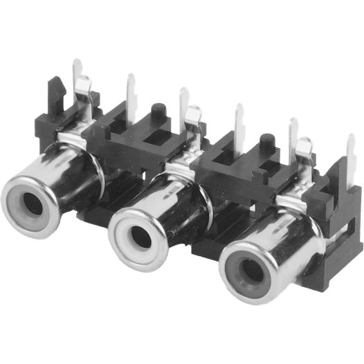 Switchcraft-PJRAN3X1U03X 音频及视频连接器 Conn S-Video/3 Audio F 4/6 POS Solder RA Thru-Hole 10 Terminal 4 Port