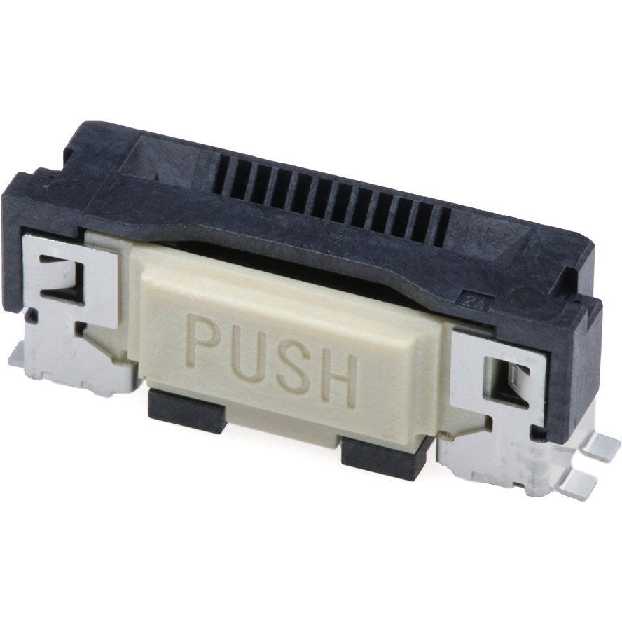 Molex-2004850710 | Connector FFC-FPC Raccordement FCC-FPC Easy-On FFC/FPC One-Touch Connector, 0.50mm Pitch, Vertical, 5.60mm Height, 105°C Operating Temperature, 10 Circuits, Gold (Au) Plating, with Ground Terminal