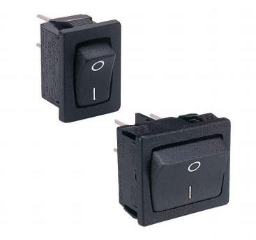 Bulgin Limited-H8611VBBB Switch Rocker Switch Rocker ON (ON) SPDT Quick Connect Curved Rocker 6A 277VAC 277VDC