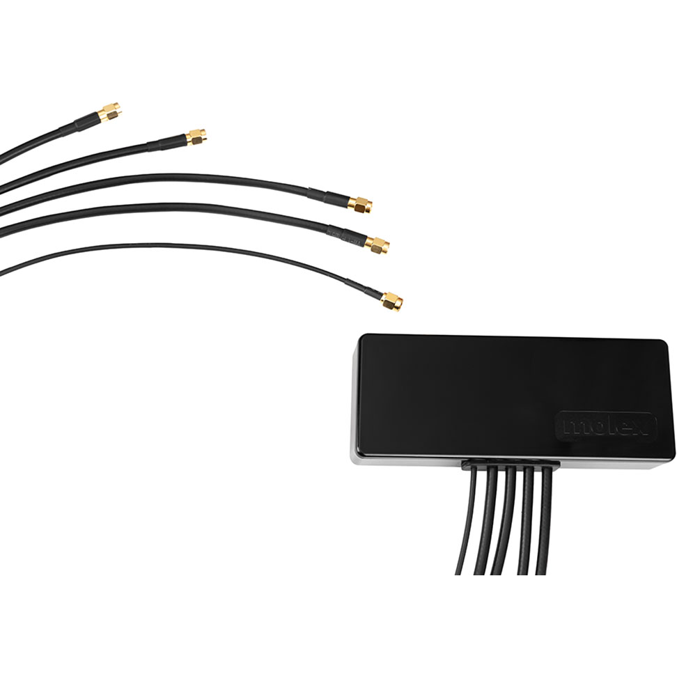 Molex-2165891000 Antenne 5-in-1 5G/Wi-Fi/GPS Multi-Hub Antenna, 65.00mm Width, 1000.00mm Cables with SMA Male Connectors