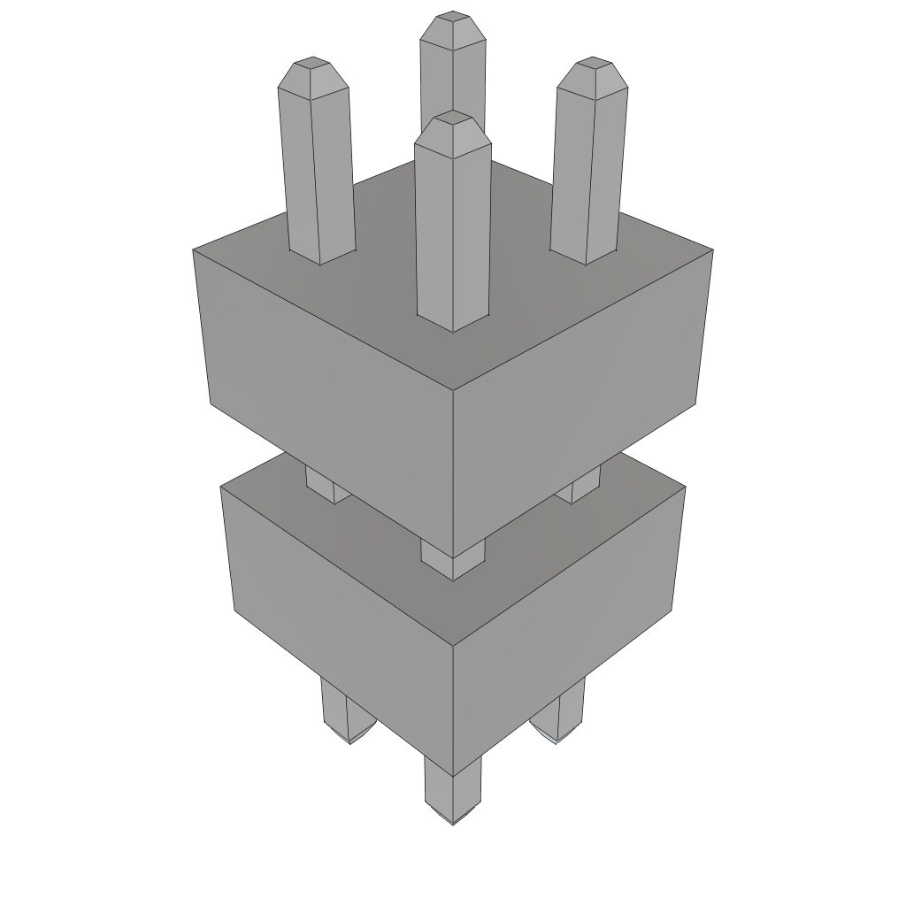 Samtec-TW-02-02-T-D-205-059 Steckverbinderleisten und Leiterplattenbuchsen Conn Board Stacker HDR 4 POS 2mm Solder ST Top Entry Thru-Hole Bulk