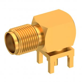 Radiall-9647-1513-000 RF-Steckverbinder Conn SMA 0Hz to 12.4GHz 50Ohm Solder RA Thru-Hole F Gold