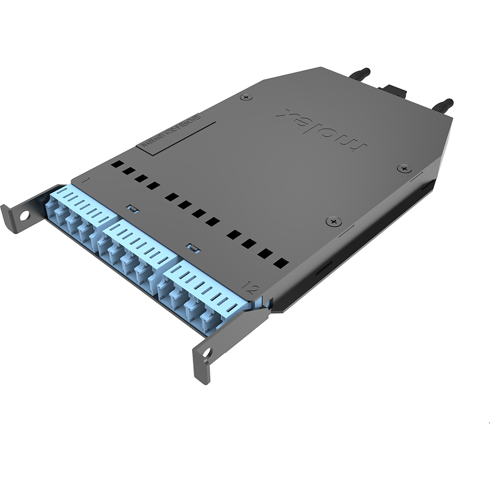 Molex-1064810001 Conector de fibra óptica High-Density Cassette, 12 LC/PC-to-Male MTP/PC, Multimode OM3, Aqua