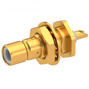 Radiall-R114554000 RF-Steckverbinder Conn SMB 0Hz to 4GHz 50Ohm Solder Pot ST Panel Mount RCP Gold Over Nickel