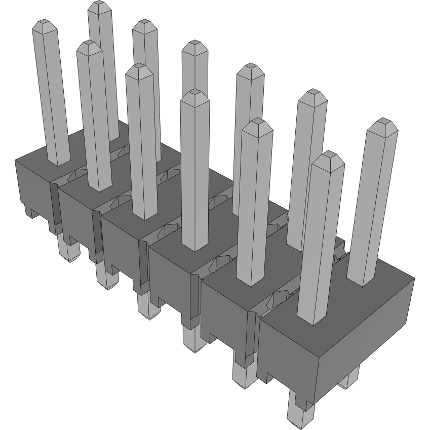Samtec-HTSW-106-07-TM-D Embases de raccordement et réceptacles PCB Conn Unshrouded Header HDR 12 POS 2.54mm Solder ST Top Entry Thru-Hole Bulk