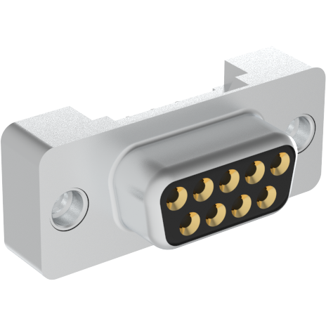 Amphenol Communications Solutions-L17TF0901104 Steckverbinder, D-Sub D-Subminiature Stamped Signal 3A Straight PCB Press-Fit 09 Socket Bright Tin Shell 0.38um (15 ) Gold M3 Threaded Rear Insert Without Boardlock
