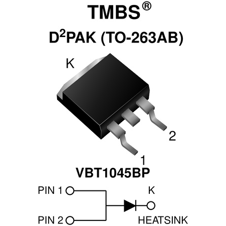 Vishay-VBT1045BP-E3/4W Gleichrichter Diode Schottky 45V 10A 3-Pin(2+Tab) TO-263AB Tube
