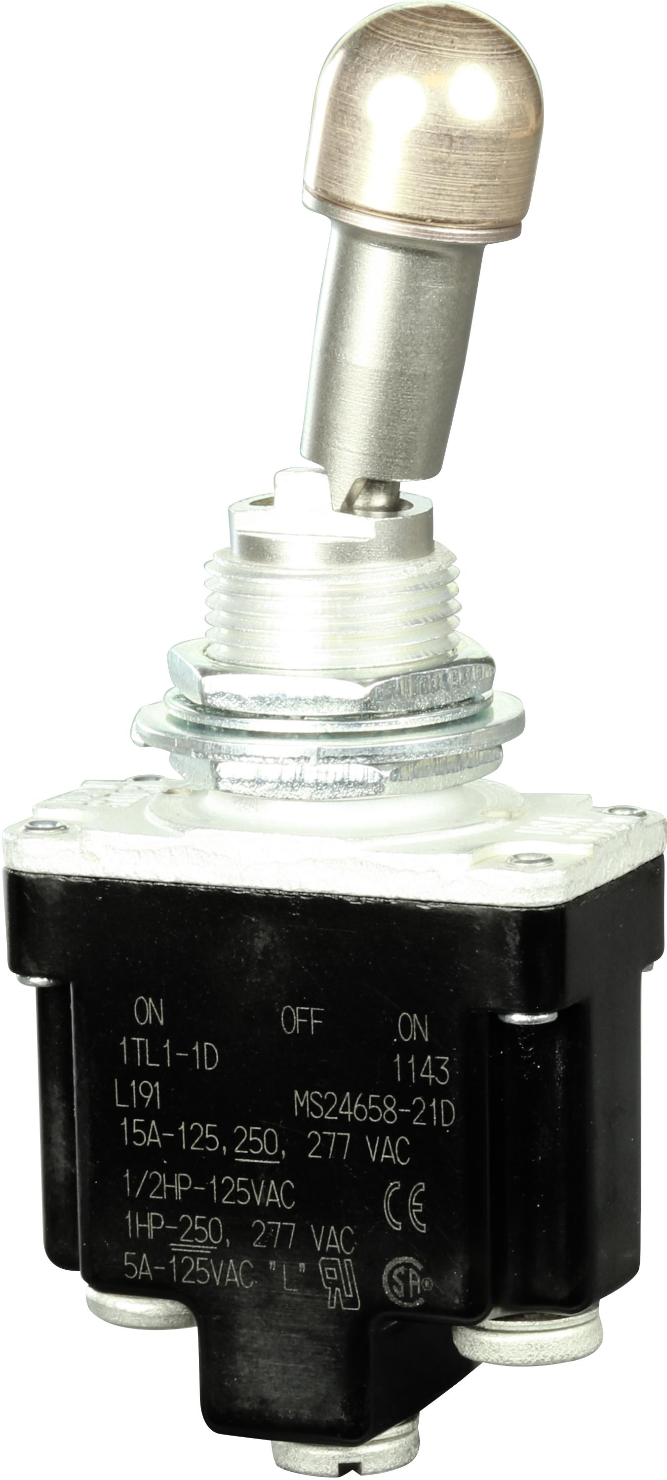 Honeywell-1TL1-1D Kippschalter Switch Toggle ON OFF ON SPDT Locking Lever Screw 20A 277VAC 250VDC 745.7VA Panel Mount with Threads