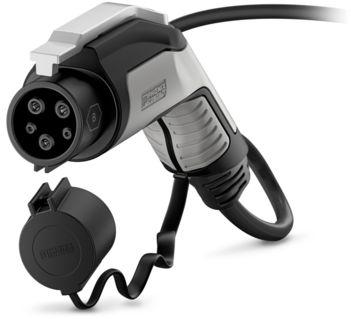 PHOENIX CONTACT-1623224 Cable Assembly AC Power AC charging cable with Vehicle Connector, open cable end, with locking option for U-lock, with protective cap, Type 1, IEC 62196-2, SAE J1772, 32 A / 250 V (AC), Design line C-Line, Cable 4 m, black, straight, Mating face black