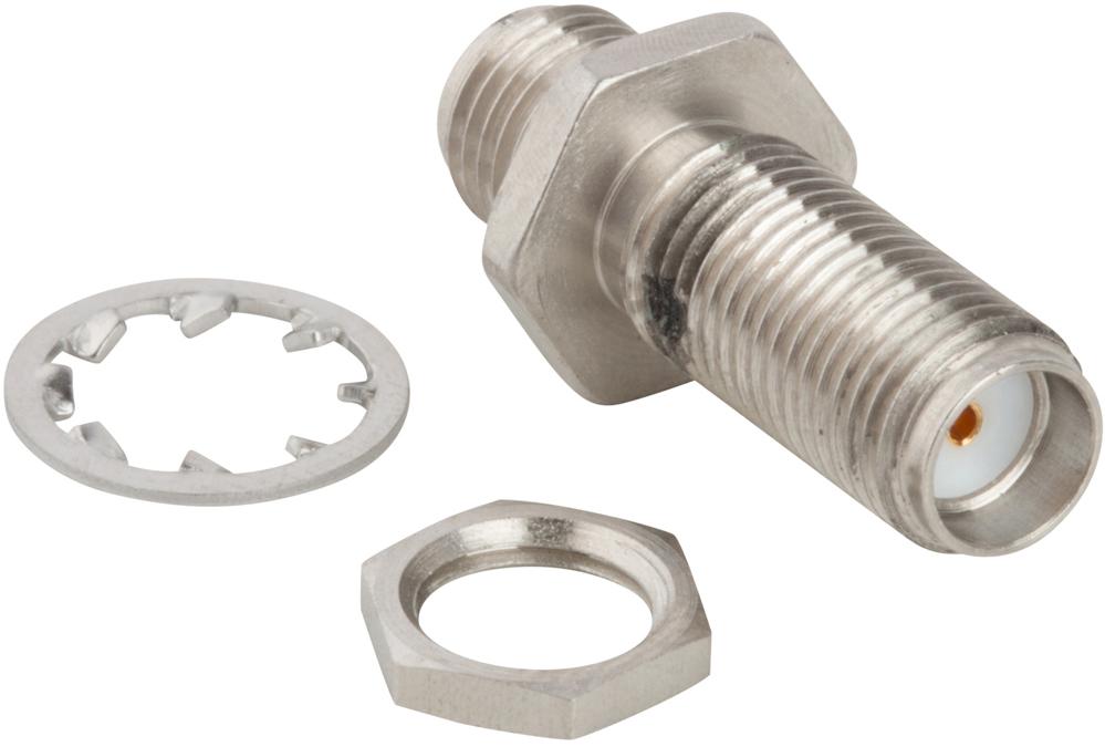 Amphenol RF-901-9209-ASF Raccordement FR Conn SMA Adapter 0Hz to 18GHz 50Ohm ST Panel Mount RCP/RCP Gold